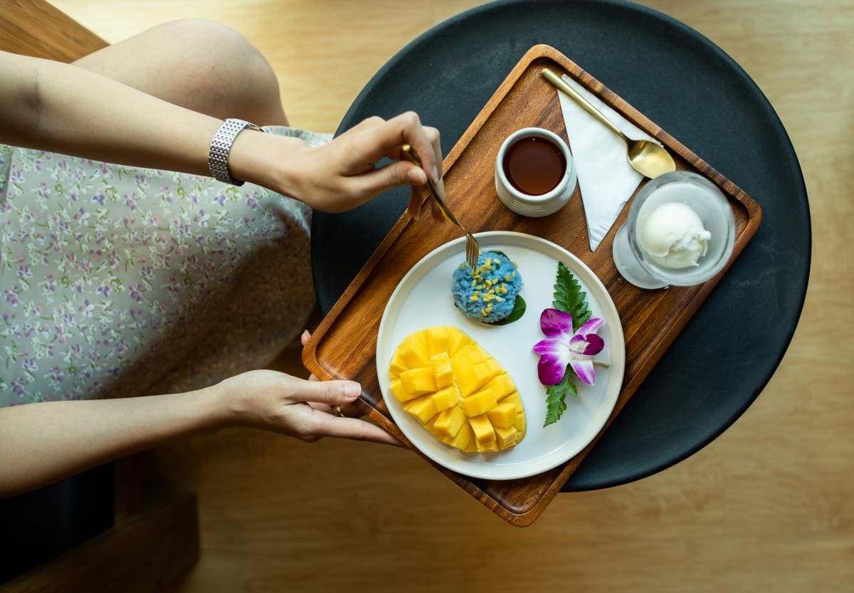 Complimentary mango sticky rice after massage at Makkha Health & Spa
